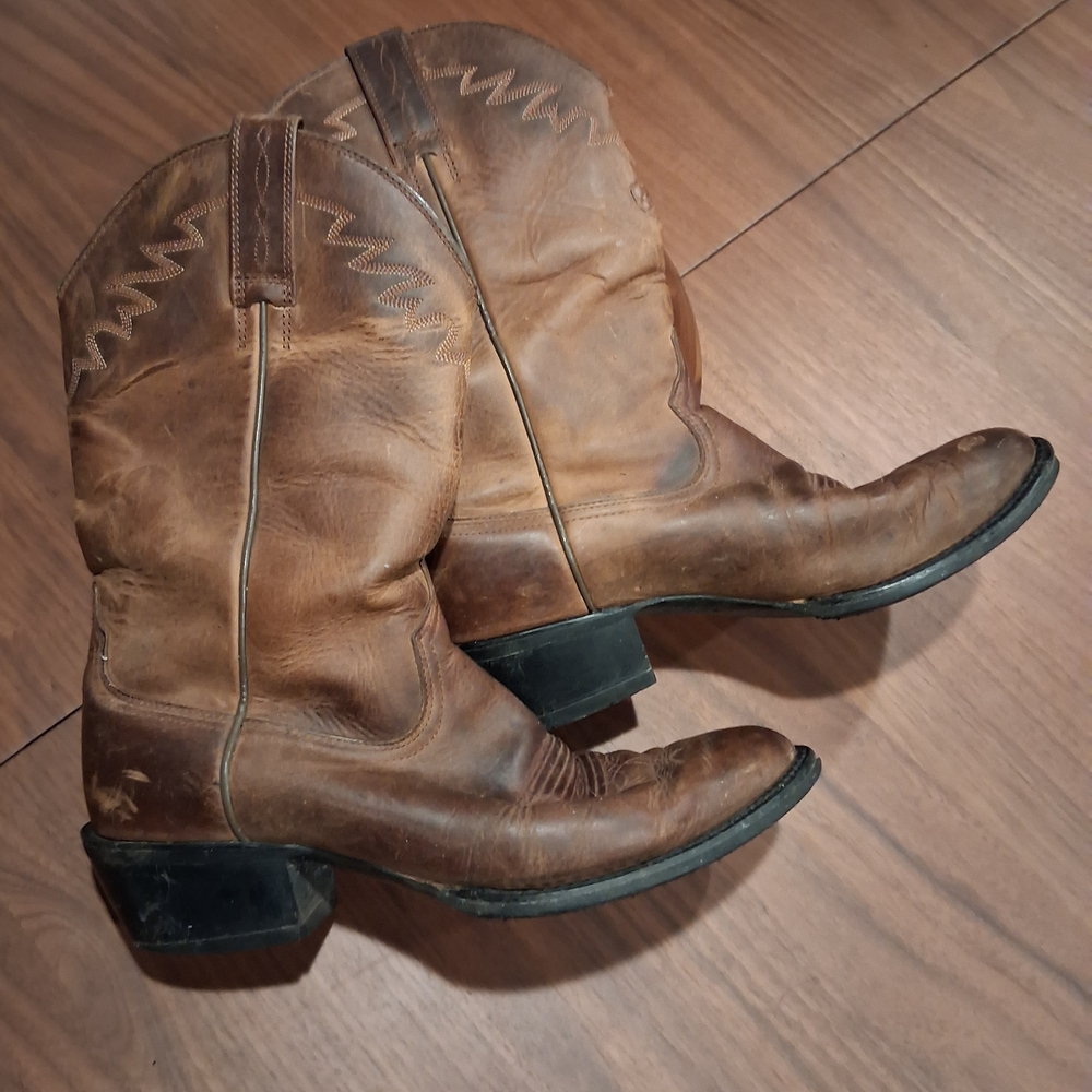Ariat Two-Tone Brown Leather Slip-On Western Mule